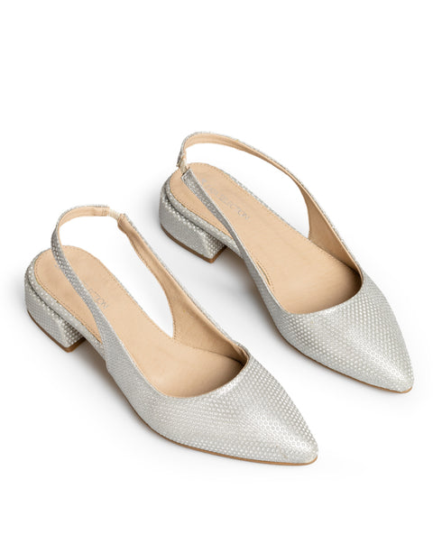 Zapatilla Plata Slingback Brillos 3559