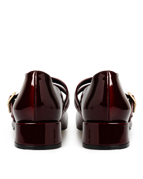 Zapatilla Vino Charol Doble Hebilla 3565