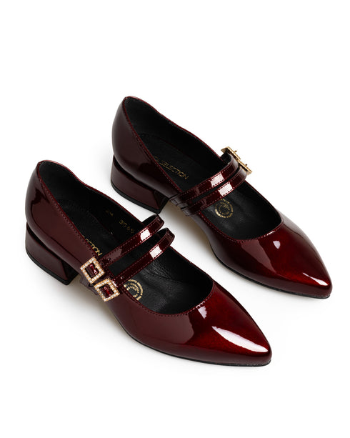 Zapatilla Vino Charol Doble Hebilla 3565