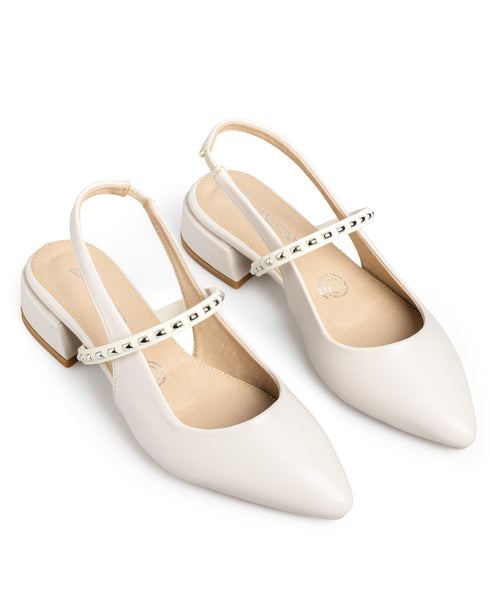 Zapatilla Latte Slingback Tira Estoperoles 3592