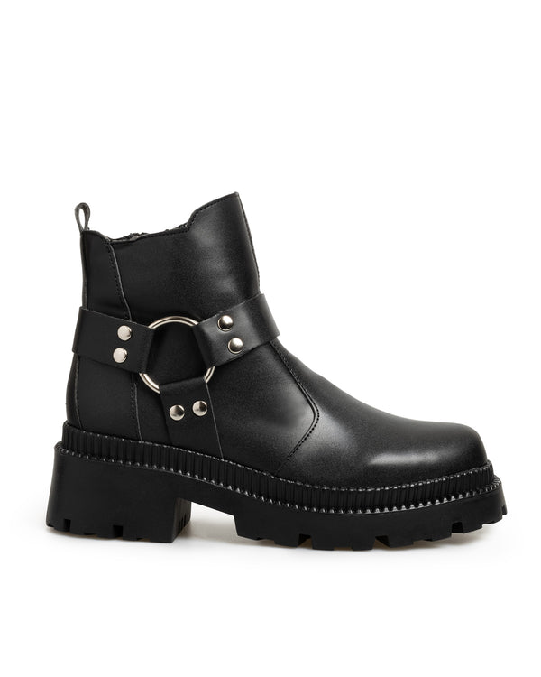 Botín Negro Combat Anillo 3719