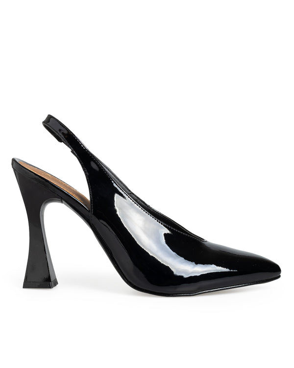Zapatilla Negra Slingback Tacón Spool 4030