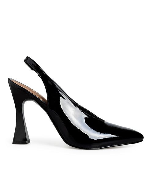 Zapatilla Negra Slingback Tacón Spool 4030