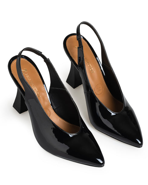 Zapatilla Negra Slingback Tacón Spool 4030