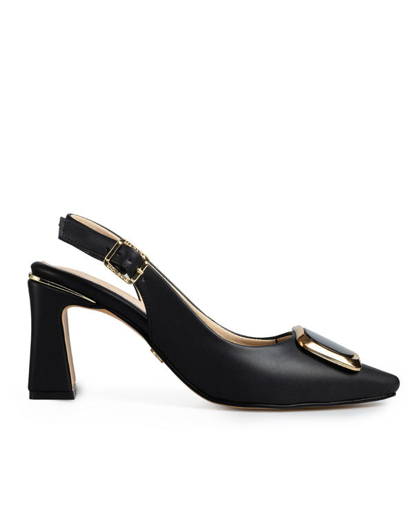 Zapatilla Negra Slingback Hebilla 5024