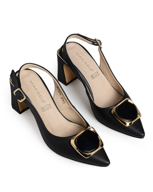Zapatilla Negra Slingback Hebilla 5024
