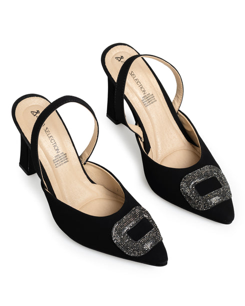 Zapatilla Negra Hebilla Brillos 513R