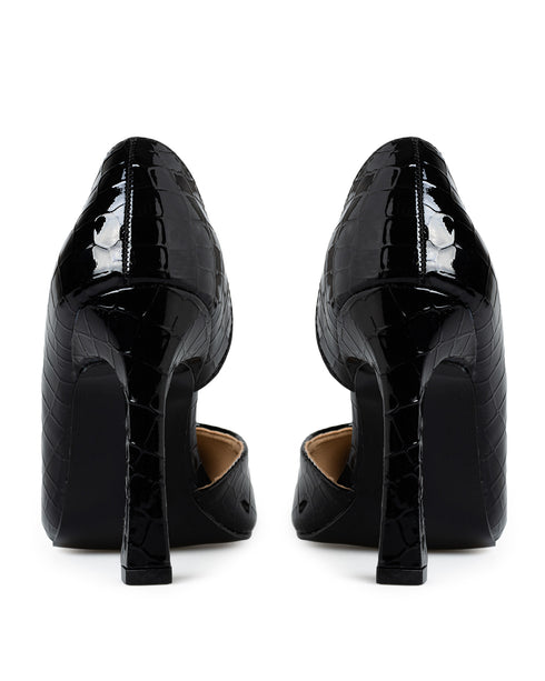 Zapatilla Negra Croc Punta Dorada 524R