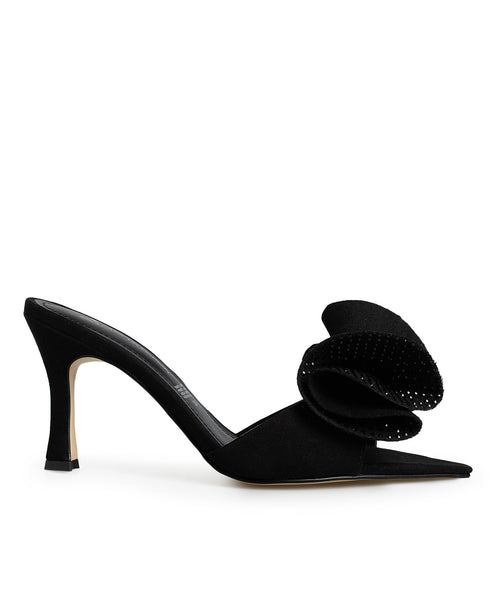 Zapatilla Negra Mule Moño 5820