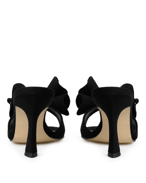 Zapatilla Negra Mule Moño 5820