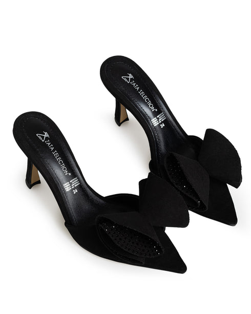 Zapatilla Negra Mule Moño 5820