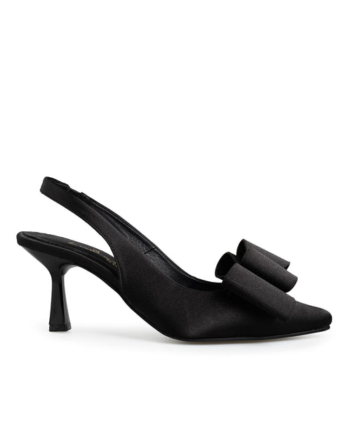 Zapatilla Negra Slingback Moño 5920