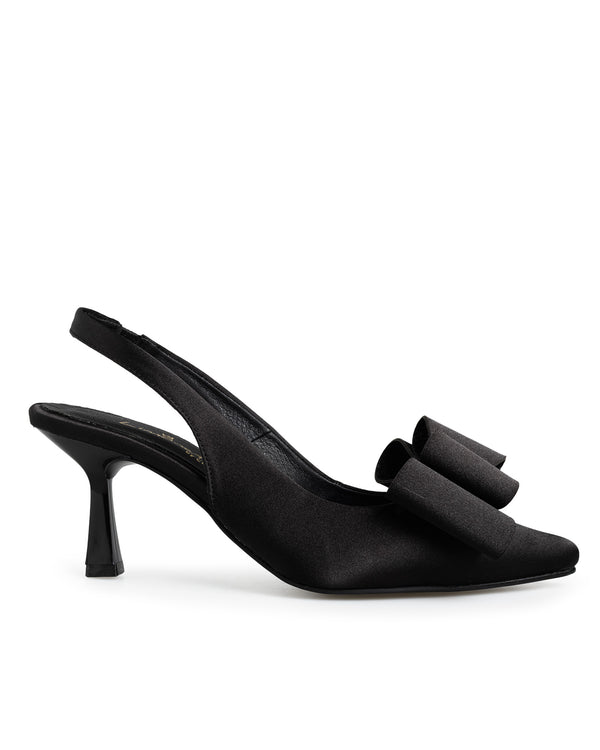 Zapatilla Negra Slingback Moño 5920