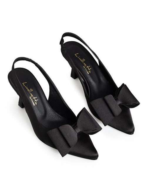 Zapatilla Negra Slingback Moño 5920