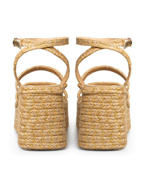 Alpargata Yute Natural Tiras Oro 6300