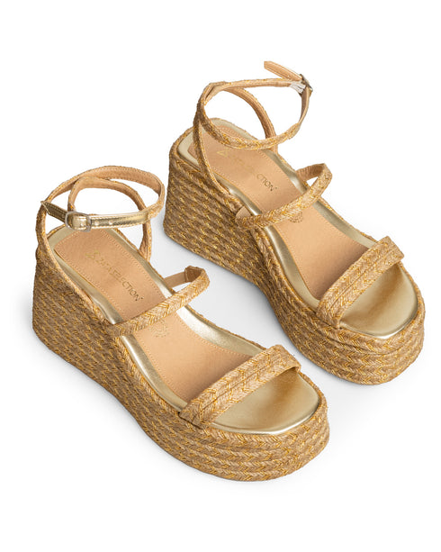 Alpargata Yute Natural Tiras Oro 6300