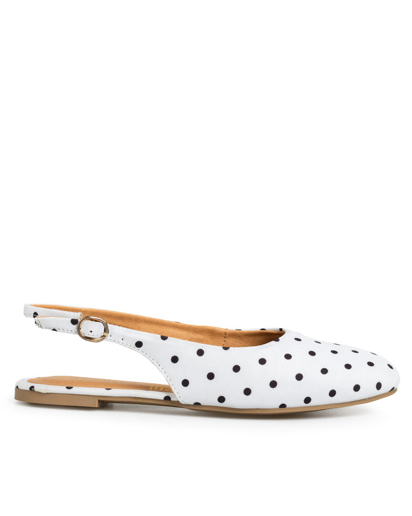 Balerina Blanca Slingback Puntos Negros 6404