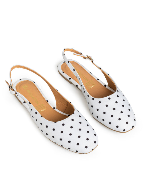 Balerina Blanca Slingback Puntos Negros 6404