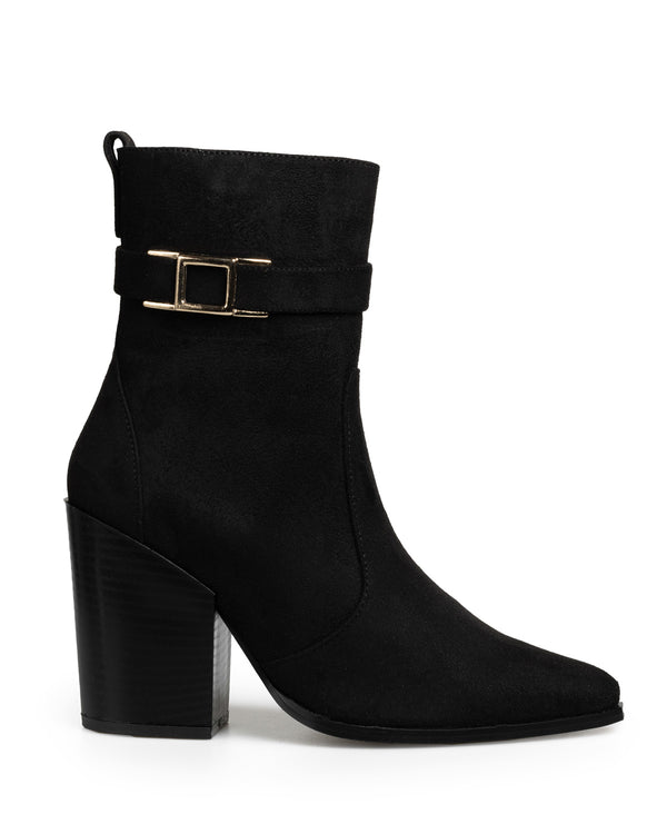 Botín Negro Tipo Vaquero Hebilla 6411