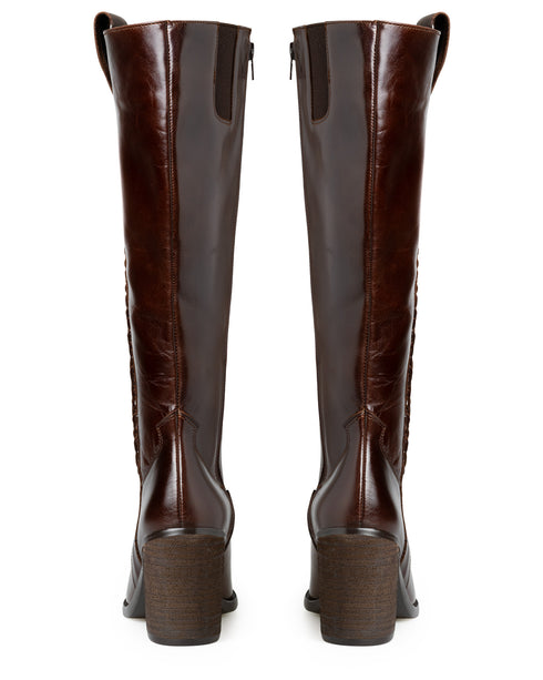 Bota Café Campera Tiras Trenzadas 7006
