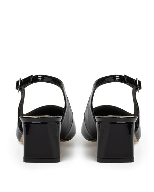 Zapatilla Tacón Bajo Negra Slingback 7280