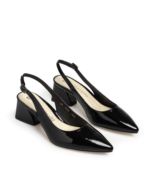 Zapatilla Tacón Bajo Negra Slingback 7280