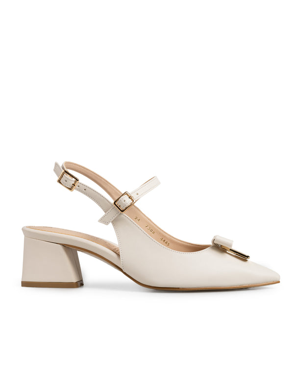 Zapatilla Latte Slingback Hebilla Con Moño 7308