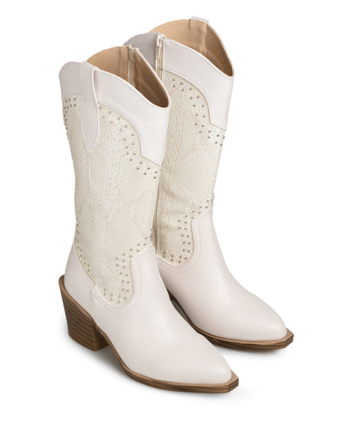 Bota Vaquera Latte Snake Estoperoles 7580