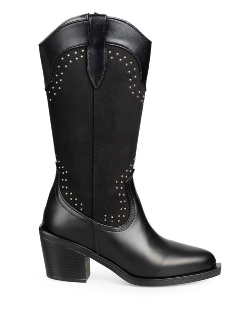 Bota Vaquera Negra Estoperoles 7580