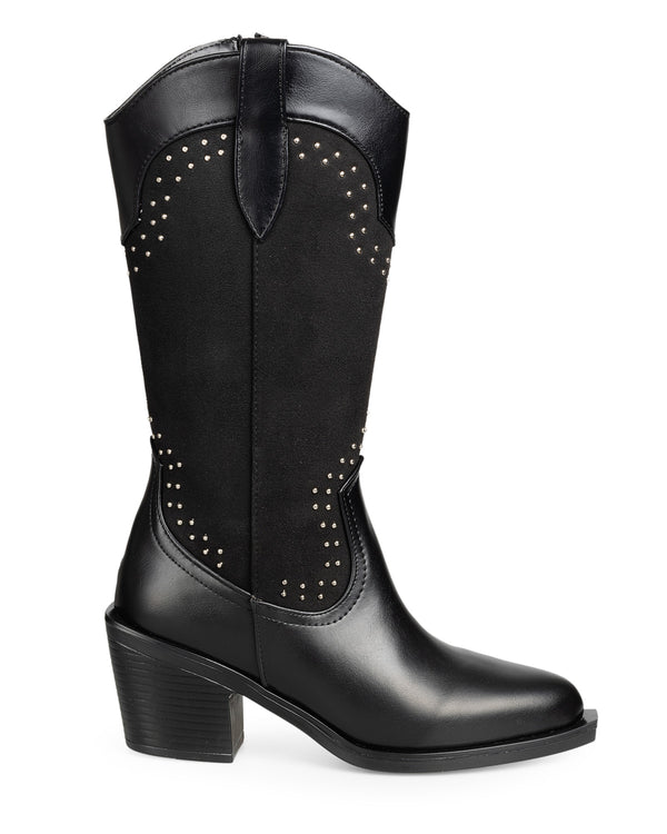 Bota Vaquera Negra Estoperoles 7580