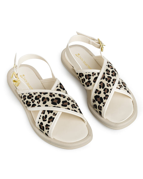 Sandalia Latte Tiras Cruzadas Leopardo 7603