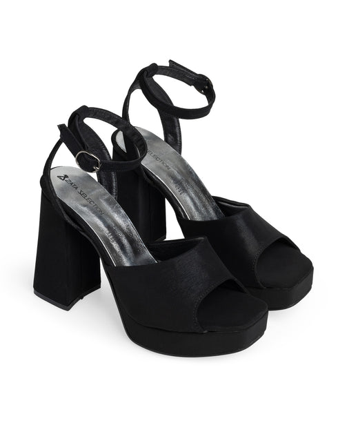 Sandalia Negra Brillosa Ankle Strap 7750