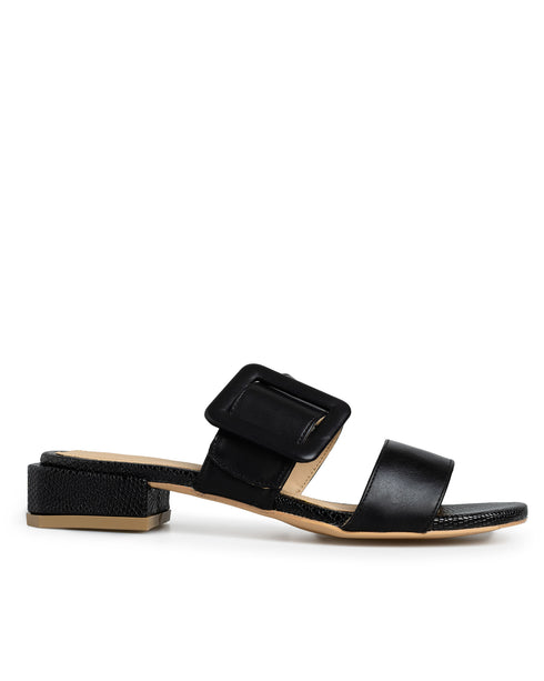 Sandalia Negra Snake Hebilla 7801