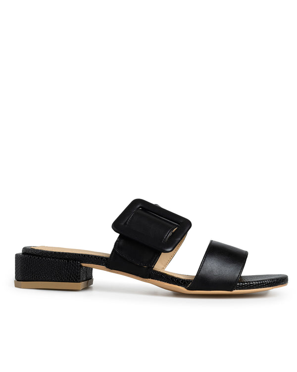 Sandalia Negra Snake Hebilla 7801