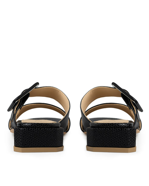 Sandalia Negra Snake Hebilla 7801