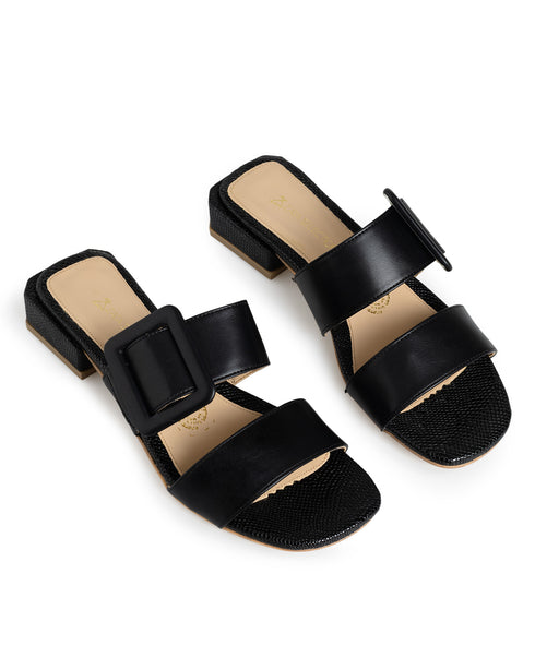 Sandalia Negra Snake Hebilla 7801