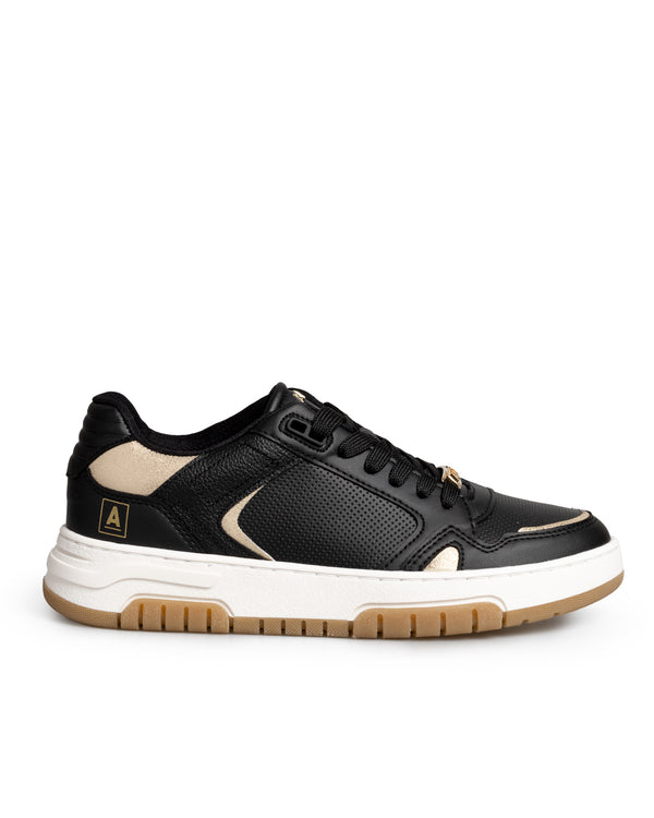 Tenis Negro Combinado Oro 7953