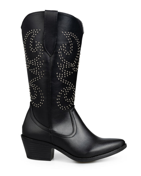 Bota Vaquera Negra Estoperoles 8035