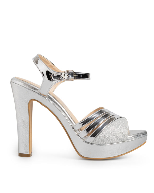 Sandalia Plata Tira Glitter 8147