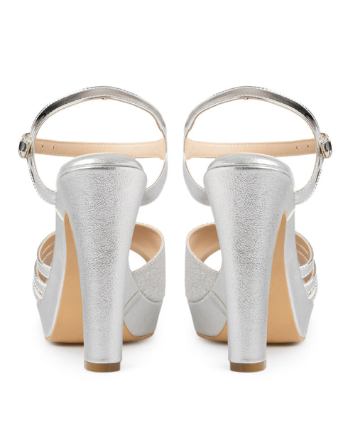Sandalia Plata Tira Glitter 8147