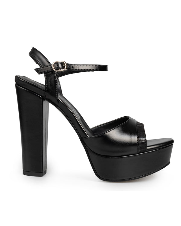 Sandalia Negra Plataforma Ankle Strap 8203