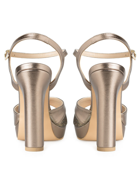 Sandalia Oro Gilver Plataforma Ankle Strap 8203
