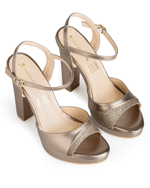 Sandalia Oro Gilver Plataforma Ankle Strap 8203