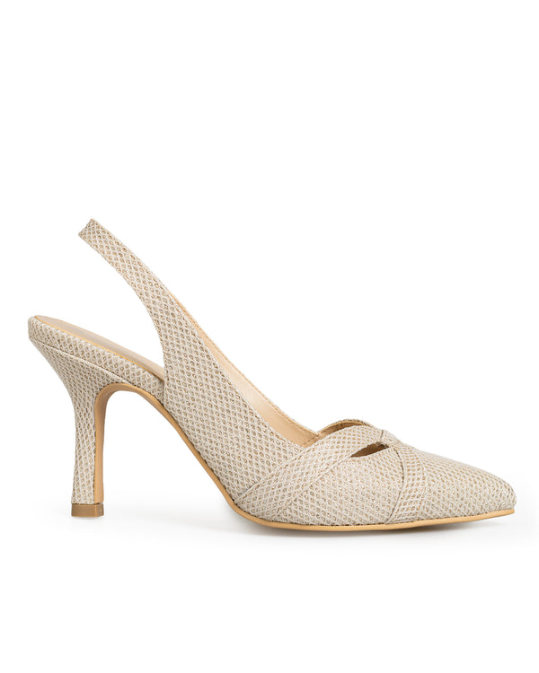 Zapatilla Beige Slingback Glitter 8305
