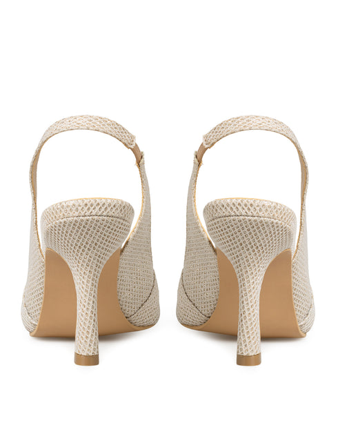 Zapatilla Beige Slingback Glitter 8305