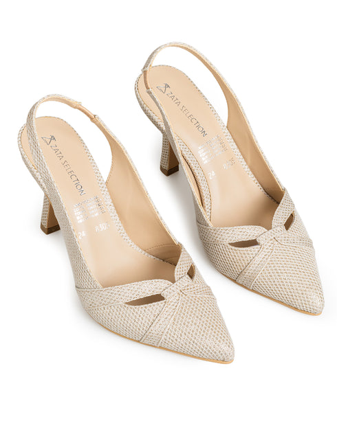 Zapatilla Beige Slingback Glitter 8305