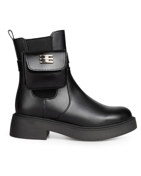 Botín Negro Combat Con Bolsillo 8312