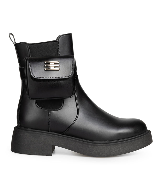 Botín Negro Combat Con Bolsillo 8312