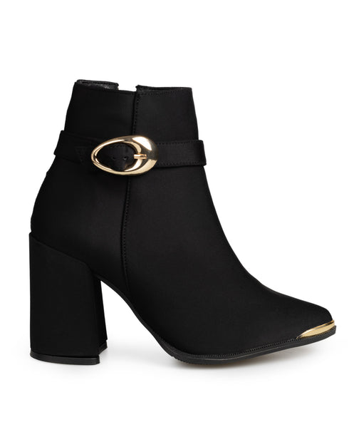 Botín Negro Hebilla Y Punta Oro 8492