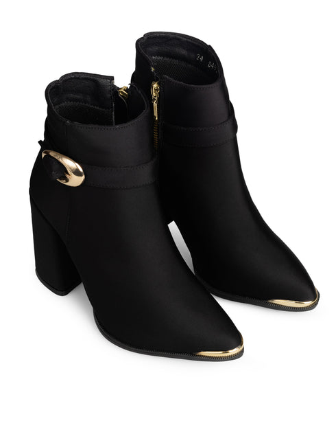 Botín Negro Hebilla Y Punta Oro 8492